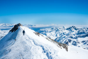 Skitourers on the summit Cevedale, Ortler Group, South Tyrol, Trentino, Italy, Skitourers on the summit Cevedale, Ortler Group, South Tyrol, Trentino, Italy,